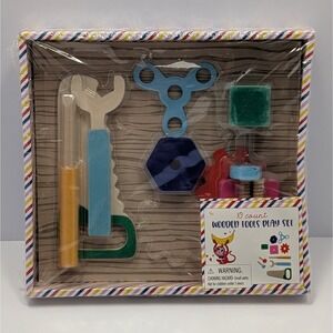 10pc Wooden Tools Play Set Kids Pretend Toy Wrench Screwdriver Gear Boxed New